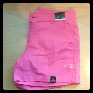 Bright pink twill shorts